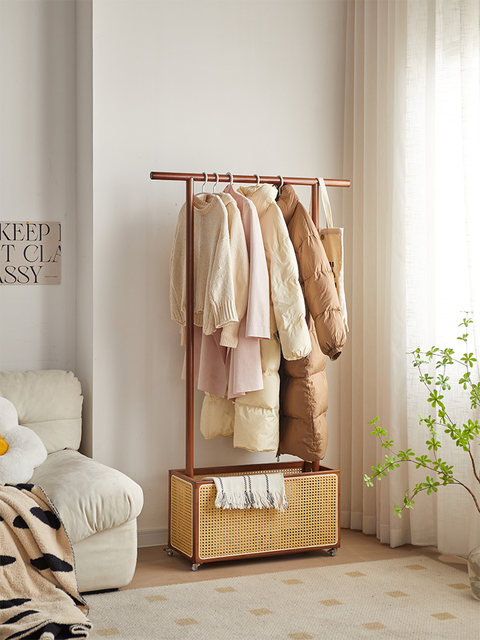 Durty Color Rack Image New floor-standing hood rack movable storage rattan bedroom simple ...
