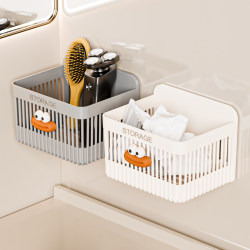 Storage Hanging Basket for Face Towels, Wall-Mounted Bathroom Storage Box, Hollow-Out Shelf for Discarded Cotton Soft Towels and Face Wipes