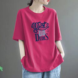 2026 New Summer Plus-Size Short-Sleeve T-Shirt for Women, Loose Fit, Slimming, 100% Pure Cotton, Mid-Length, Versatile Printed Top