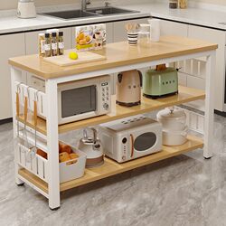 Kitchen Storage Rack, Floor-Standing Multi-Layer Multifunctional Microwave Oven Storage Rack, Kitchen-Specific Storage Rack, Small Cutting Table