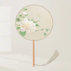 Silk Semi-Transparent Round Fan, Artistic Palace Fan, Suitable for Dance, Photography, Daily Carry, Women's Hanfu, Cheongsam Fan, Ancient Style