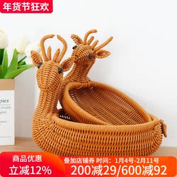 Bobeilan Imitation Rattan Creative Fruit Basket Living Room Coffee Table Dried Fruit Snack Basket Steamed Bun Basket Entryway Key Storage Basket