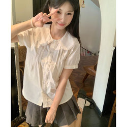 Japanese-Style Soft Girl Pure Cotton Shirt for Women, Summer Thin Style, School Style Doll Collar Top, Sweet Style Shirt, Plus Size Inner Wear