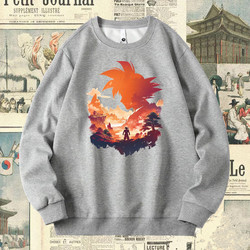 Dragon Ball Joint Monkey King Super Saiyan Japanese Cartoon Crewneck Fleece-lined Sweatshirt Animation Peripheral Outwear