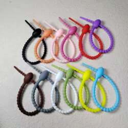 Silicone Tie Straps, Self-Locking Colorful Binding Cords, Elastic Binding Cords, Elastic Cable Organizers, Home Storage Lanyards