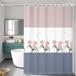 Bathroom Partition Curtain for Dry and Wet Separation, Waterproof and Mildew-Proof, No-Drill Installation for Bathroom and Toilet