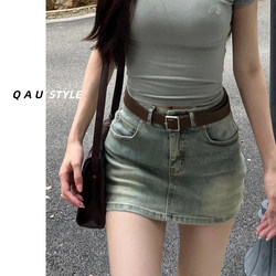 American Retro Denim Short Skirt for Women 2025 Summer New Style Hot Girl Plus Size Slimming A-Line Skirt Anti-Exposure Bodycon Skirt