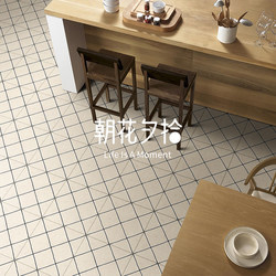 French-Style Retro Grid Small Floral Tiles 200*200 for Bathroom, Kitchen, Balcony, Homestay, Non-Slip, Wear-Resistant, Full Ceramic Tiles