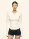 Aaisup American Henry Neck Long Sleeve T-shirt for Women 2025 Spring New Hot Girls Slim and Slim and Versatile Base Shirt