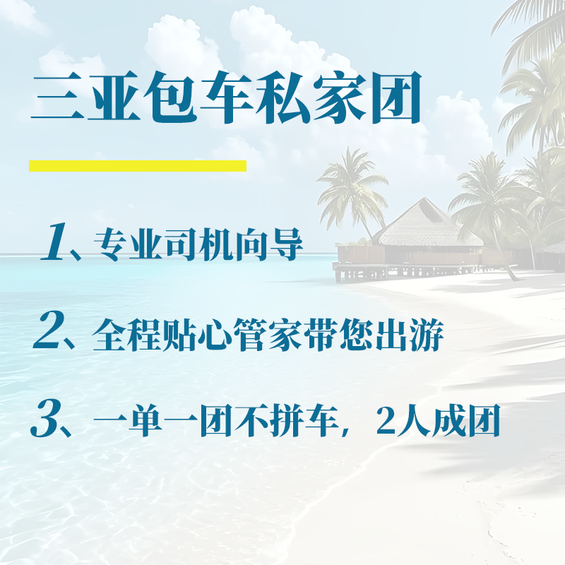 2-6人三亚旅游包车带司机5天4晚游纯玩小团海南半自由行私家团