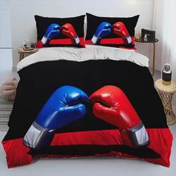Red Boxing Glove Pattern Polyester Down Bedroom Decor Set Suitable for Boys Girls Duvet Cover Bedding