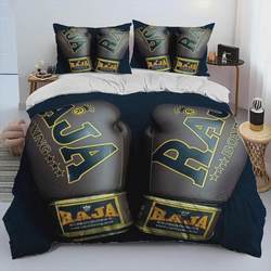 Red Boxing Glove Pattern Girls Duvet Cover Set for Boys Polyester Bedroom Decor Bedding