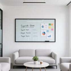 Mest Black Frame Magnetic Tempered Glass Whiteboard Writing Board Office Meeting Blackboard Wall Children's Home Teaching Training Lecture Memo Board Magnetic Writing Board Wall-Mounted Glass Blackboard Signboard