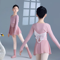 Children's Dance Girls' New Autumn and Winter Sweater Jacket Ballet Practice Clothes Butterfly Long-Sleeved Top to Wear with Gymnastics Clothes