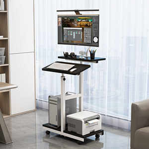 
Home desktop computer desk laptop desk stand-up office desk manual lift mobile simple computer stand