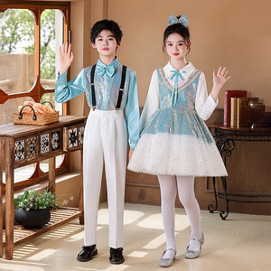 
New children's chorus clothing performance clothing primary and secondary school students recitation speech choir performance clothing college style dress