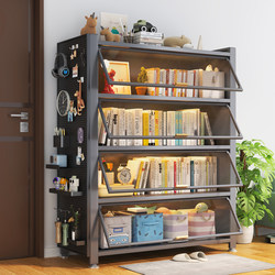 Steel Bookcase Storage Rack Dust-Proof Household Children's Bookshelf Living Room Balcony Storage Cabinet Multi-Layer Floor-Standing Storage Cabinet