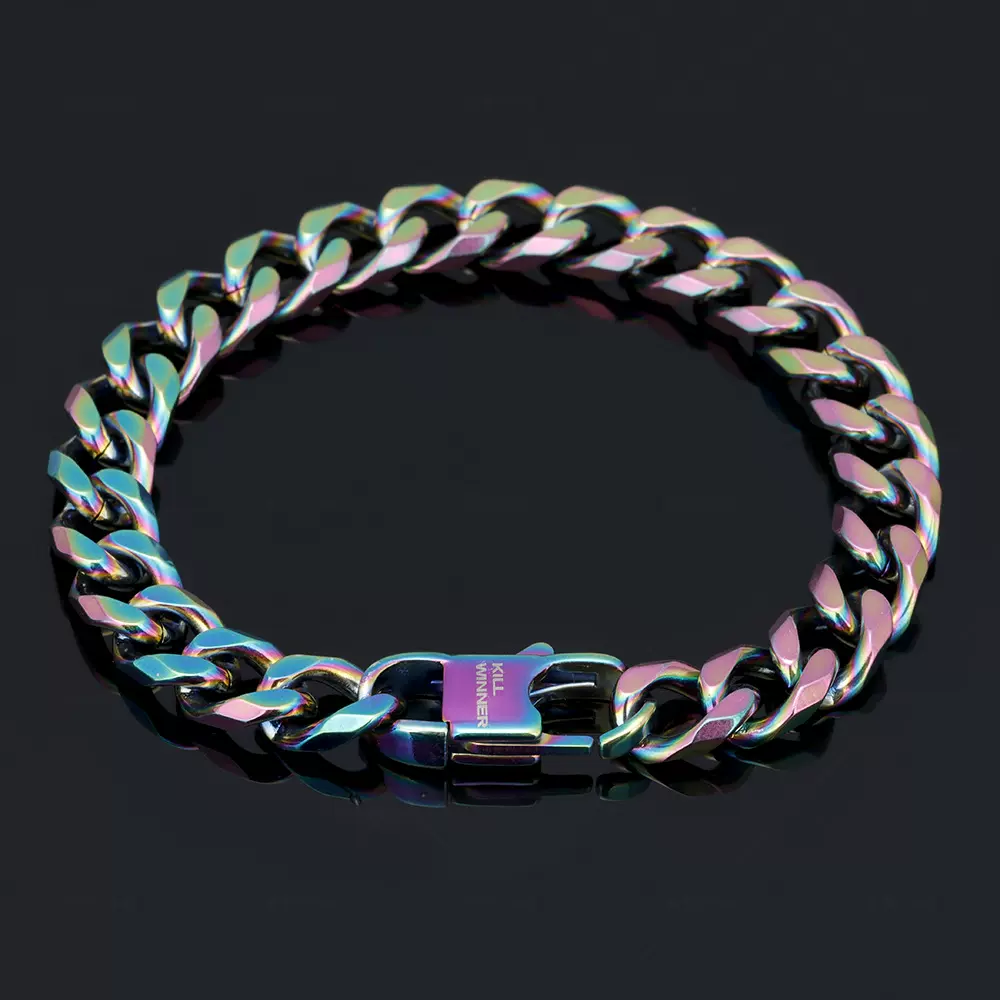 Titanium Square 3D Hip Hop Charm Bracelet for Couples with Press