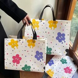 Cartoon Colorful Bean-Shaped Non-Woven Tote Bag for Children's Clothing Store, Clothing Storage, Gift Bag Packaging, Eco-Friendly Bag