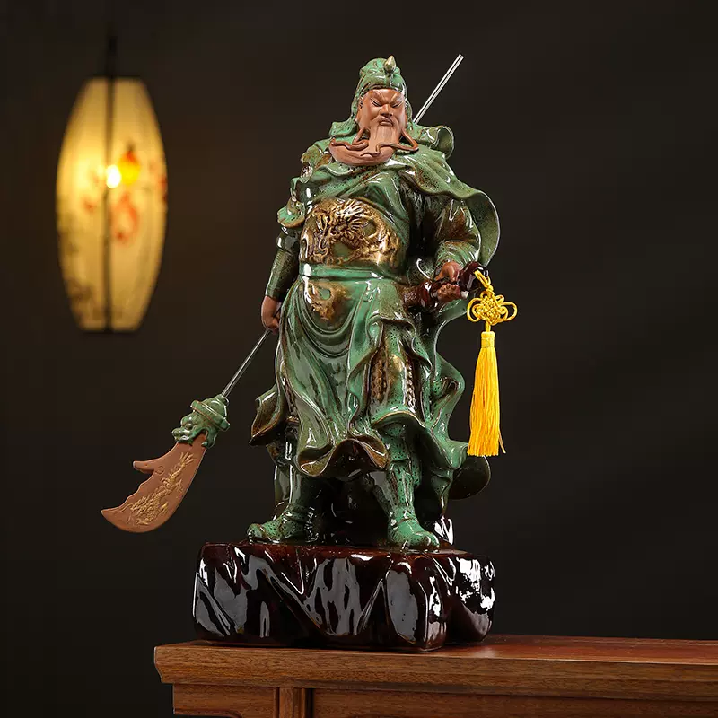 大号陶瓷招财关公武财神摆件中式客厅关二爷供奉神像办公室工艺品