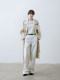TAGEECHITA classic epaulette design double-breasted shoulder-length windbreaker jacket with linen belt
