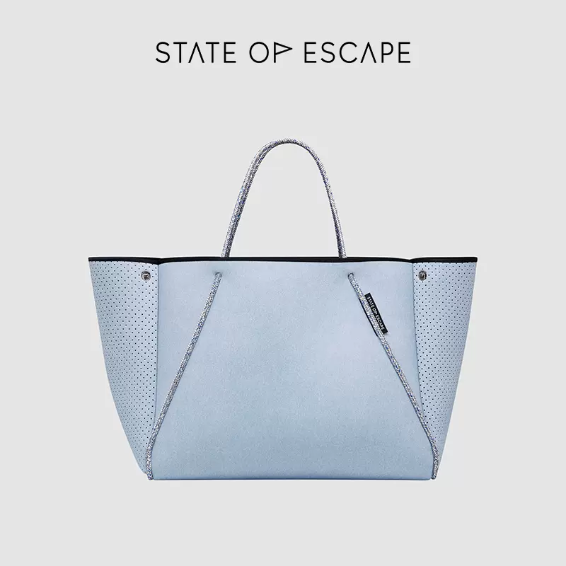 新品】State of Escape购物袋手提斜跨包Guise大号托特包牛仔蓝-Taobao