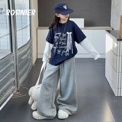 Korean Rosinier Girls' T-Shirt 2026 New Model for Older Children, Spring Children's Clothing, Girls' Base Shirt Top