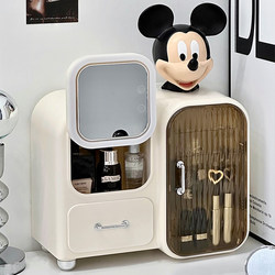 Cosmetic Storage Box Desktop High-End Mirror Integrated Dressing Table Skin Care Product Storage Rack Makeup Box Cabinet