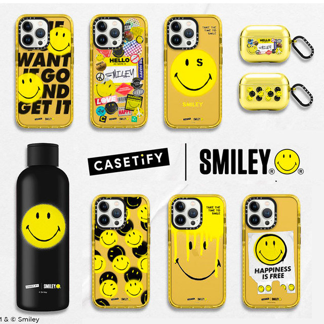 Smiley co-branded CASETiFY suitable for Apple iPhone14 Pro Max mobile phone case 13/12 fashionable smiley personality trendy brand limited all-inclusive anti-fall protective cover