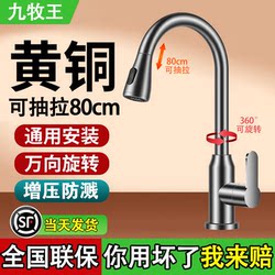 All-Copper Kitchen Pull-Out Faucet, Retractable Sink Faucet, Dedicated for Washing Vegetables, Hot and Cold Water Two-In-One, Pressure-Boosting, Anti-Splash