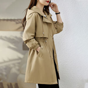
Khaki trench coat for women 2025 new high-end and super good-looking British mid-length small spring and autumn coat for women