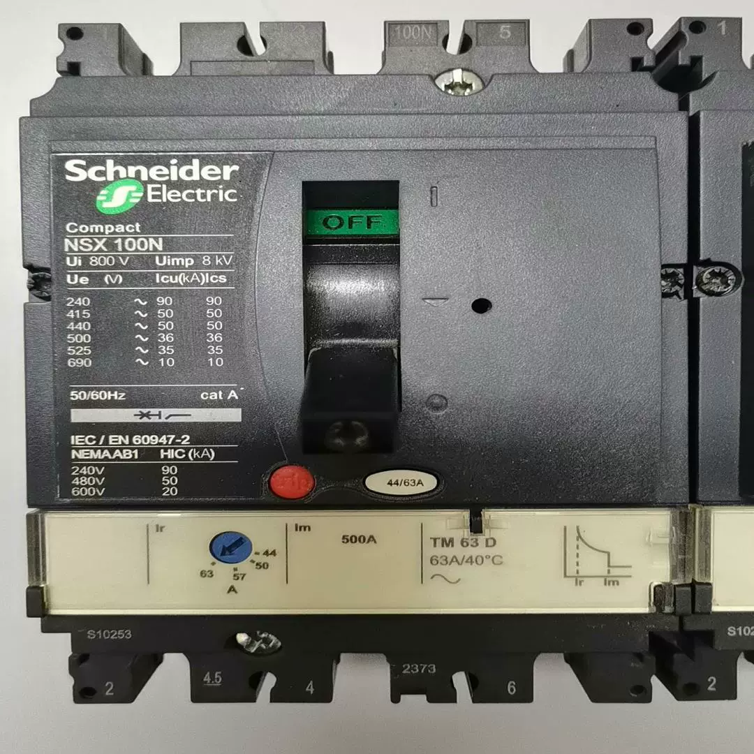 施耐德塑壳断路器nsx 100n 额定电流63a