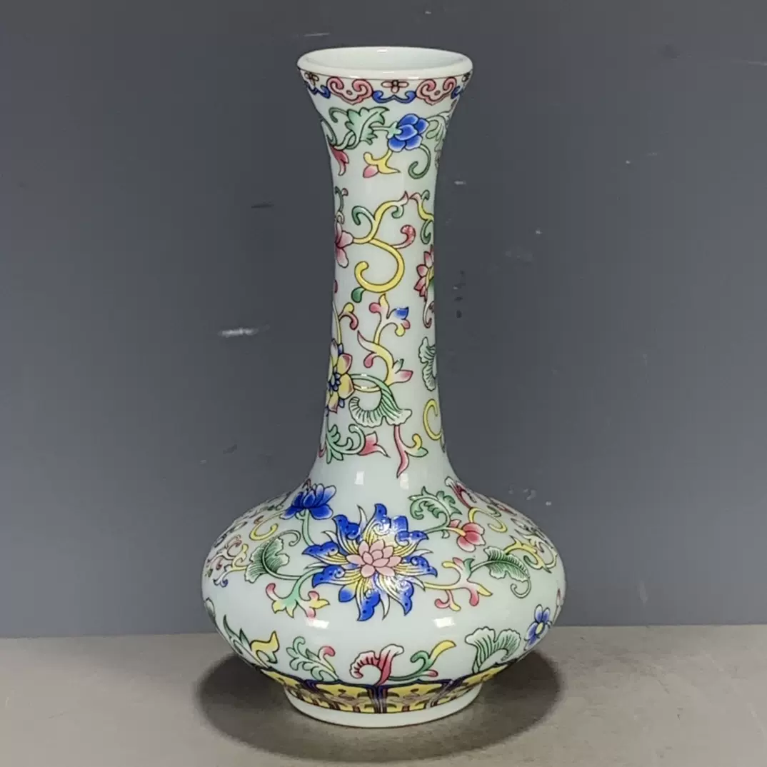 清代康熙年制五彩人物故事棒槌瓶花瓶摆件中式博古架仿古瓷器摆件-Taobao