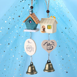 New Zakka Cute Resin Wind Chime Hanging Ornament Creative Cartoon Bird Car Pendant Resin Craft