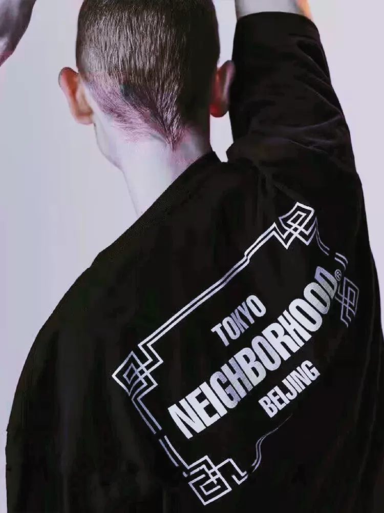 NEIGHBORHOOD NBHD北京限定宽松男女情侣款纯黑短袖T恤半袖TEE-Taobao