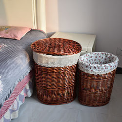 Liu Ruixuan Willow Woven Oval Laundry Basket Dirty Clothes Bin Laundry Storage Basket Large with Lid Clothes Basket