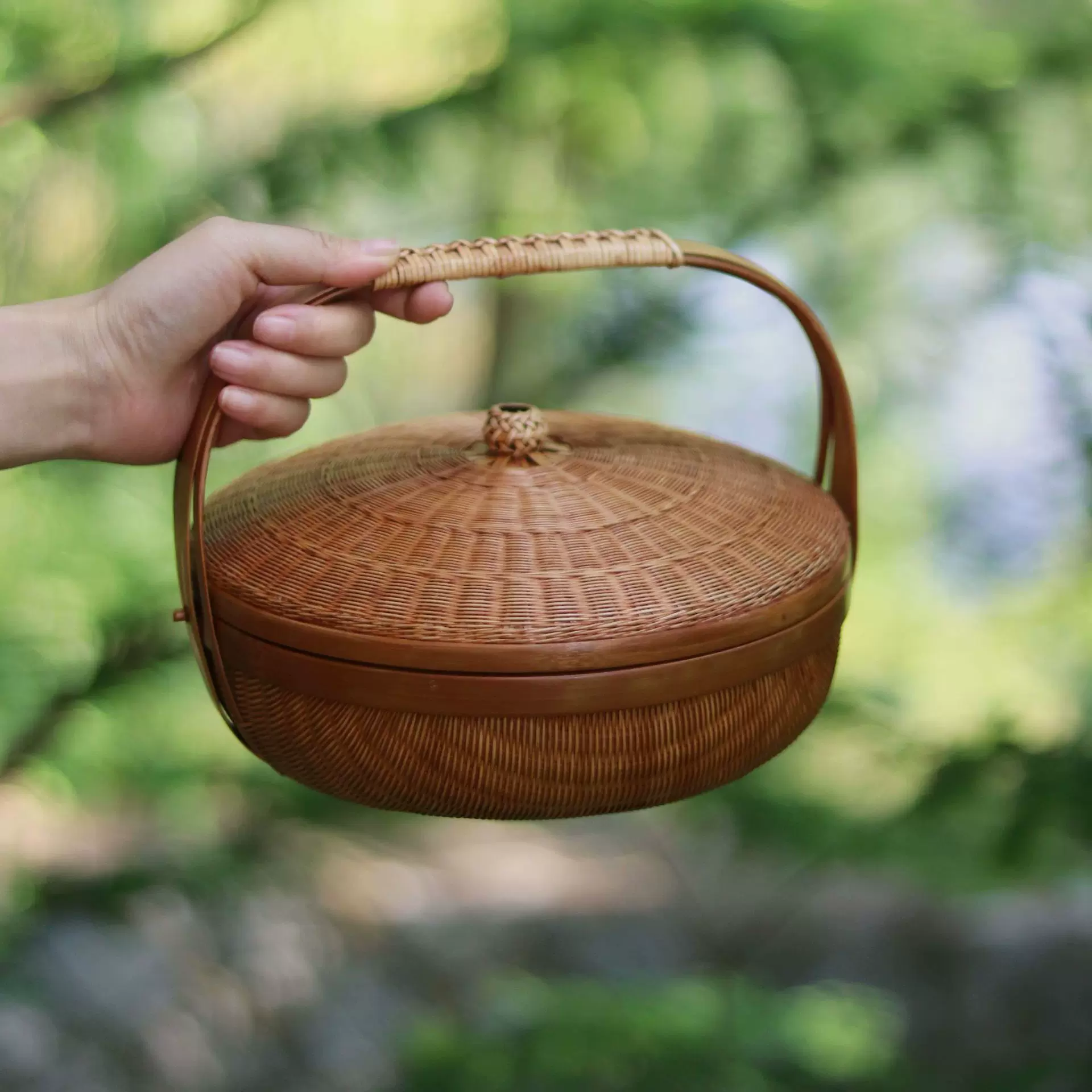 新入荷☆美品竹工芸 提籃籠 收納盒 茶道具籠 茶具 竹細工 新