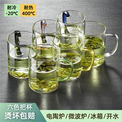 High Temperature Resistant Tea Cup Glass with Handle, Tea Brewing Cup, Household Drinking Water Transparent Milk Cup, Hospitality Water Cup Set
