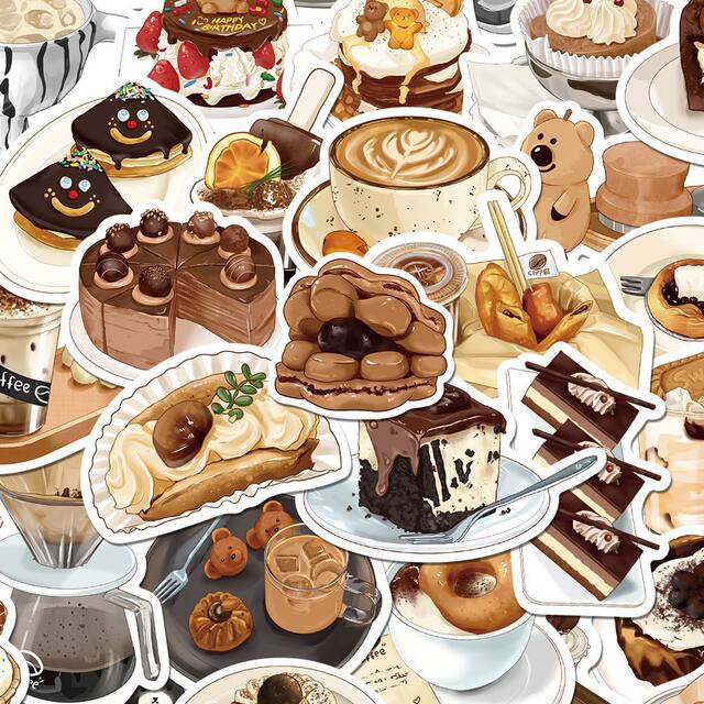 50 sweet afternoon tea ins style stickers food bread mobile phone case ...