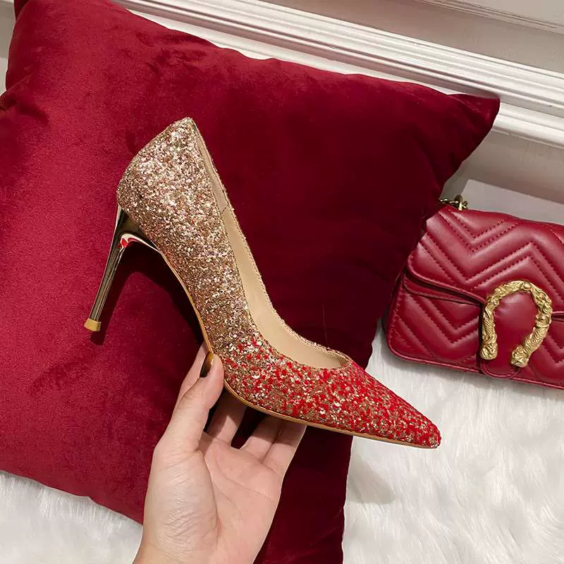 Red sequin sale high heels