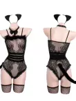 Qingqu đồ lót sexy catwoman một mảnh đồng phục jumpsuit phù hợp với cô gái mèo nhập vai quần áo lưới màu đen thả cám dỗ Đồ lót cosplay mèo đáng yêu meo cosplay 