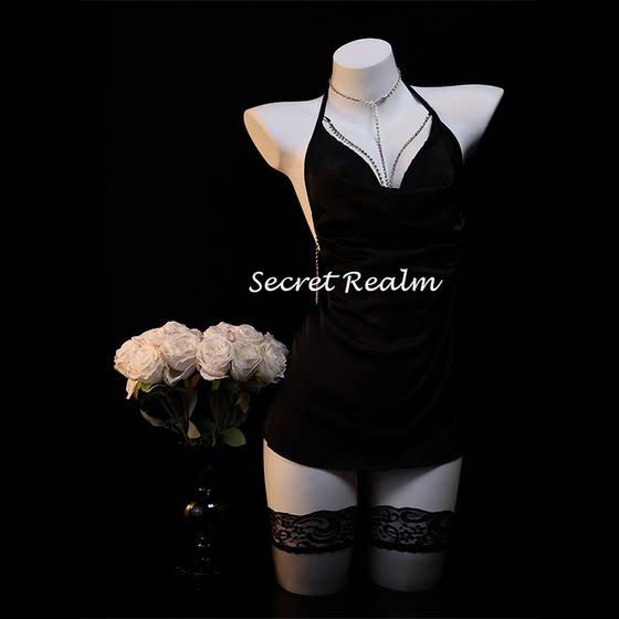 
Secret night, sexy nightgown, breast chain strap, hollow see-through underwear, emotional temptation, pure desire qqny