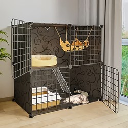 Two-Story Indoor Cat Villa for Home Use with Extra Large Free Space and Integrated Toilet, Specifically Designed for Small Kittens
