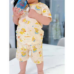 Jerry Kids Pure Cotton Short-Sleeved Shorts Set Summer Thin Loungewear Cartoon Baby Boys and Girls Star-Themed