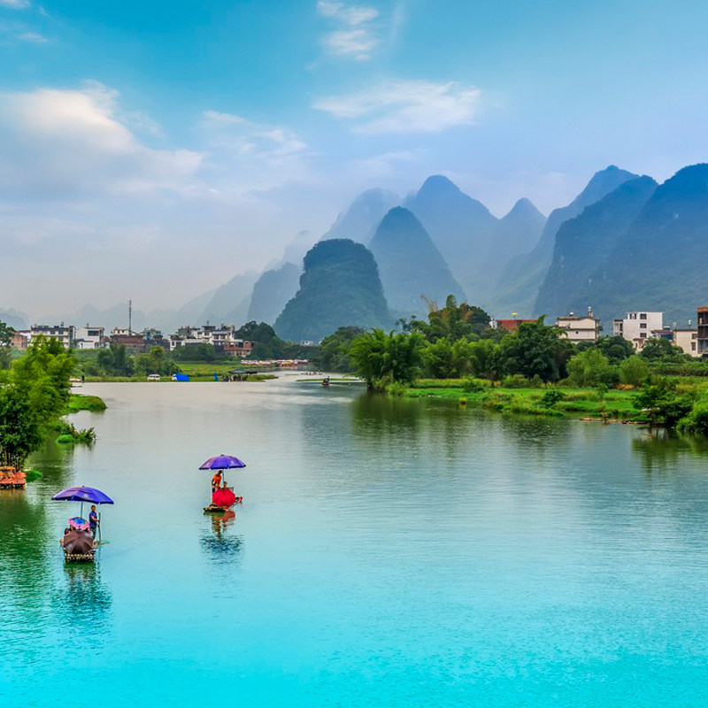 纯玩小团+住希尔顿+遇龙河竹筏+漓江竹筏 桂林旅游4天3晚跟团游