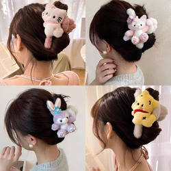 Cute Cartoon Bear Plush Hair Clip for Women, Back of the Head Hair Clip, Hairpin, Hair Accessory, Lina Belle Shark Clip