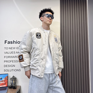 
2026 spring and summer new American style thickened cotton jackets for couples, loose spliced quilted baseball jackets