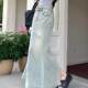 Kumikumi retro water washing blue as old denim skirt 2024 early autumn high waist split straight straight skirt