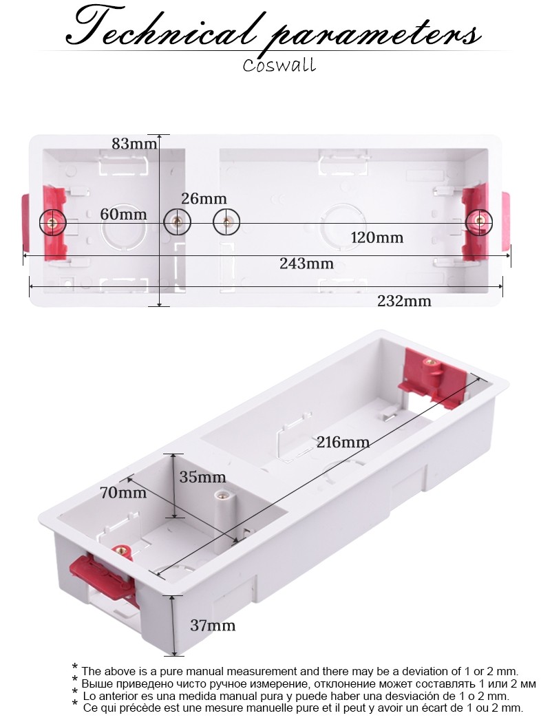 Coswall Dry Lining Box - Type 86 Junction Box for Gypsum Board - ABS ...