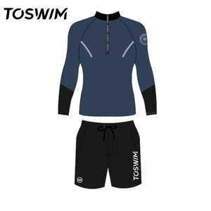 [Sample Clearance-Silver Navy] TOSWIM Genuine Swimsuit Men's Split Long Sleeve Knee-length Surf Suit